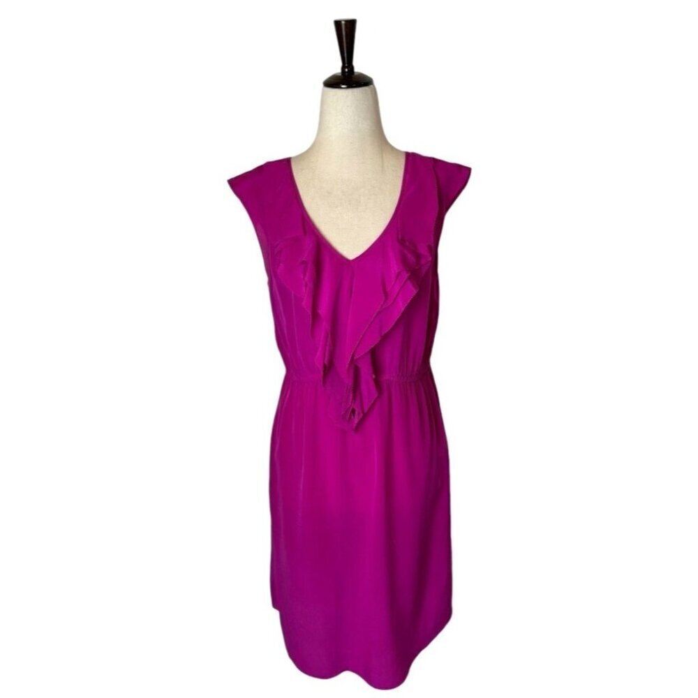 Rebecca Taylor Dress Women 2 Pink Silk Ruffle Elastic Waist‎ Fit And Flare Mini